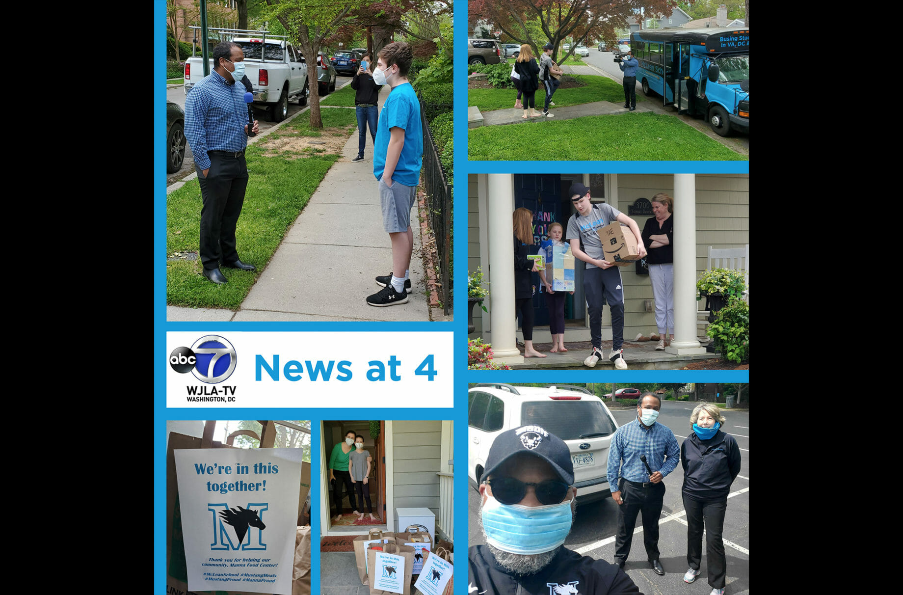 Tune into ABC7 News tonight at 4:15 pm to see Director of Student and Community Wellness, Frankie Engelking, Director of Community Inclusion and External Relations, Bobby Edwards, and the Mustang Blue Bus, make the rounds to pick up meals for Manna Food Center from our #McLeanSchool community members. ⁠ ⁠ #DistanceLearning #ABC7News