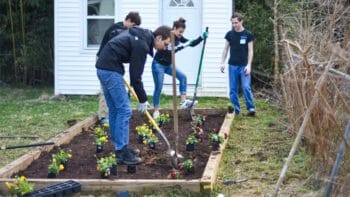 Students Planting a Garden