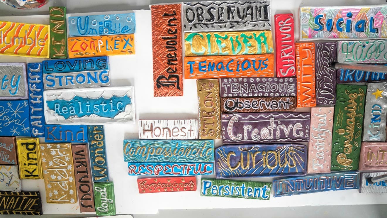Colorful ceramics of descriptive words