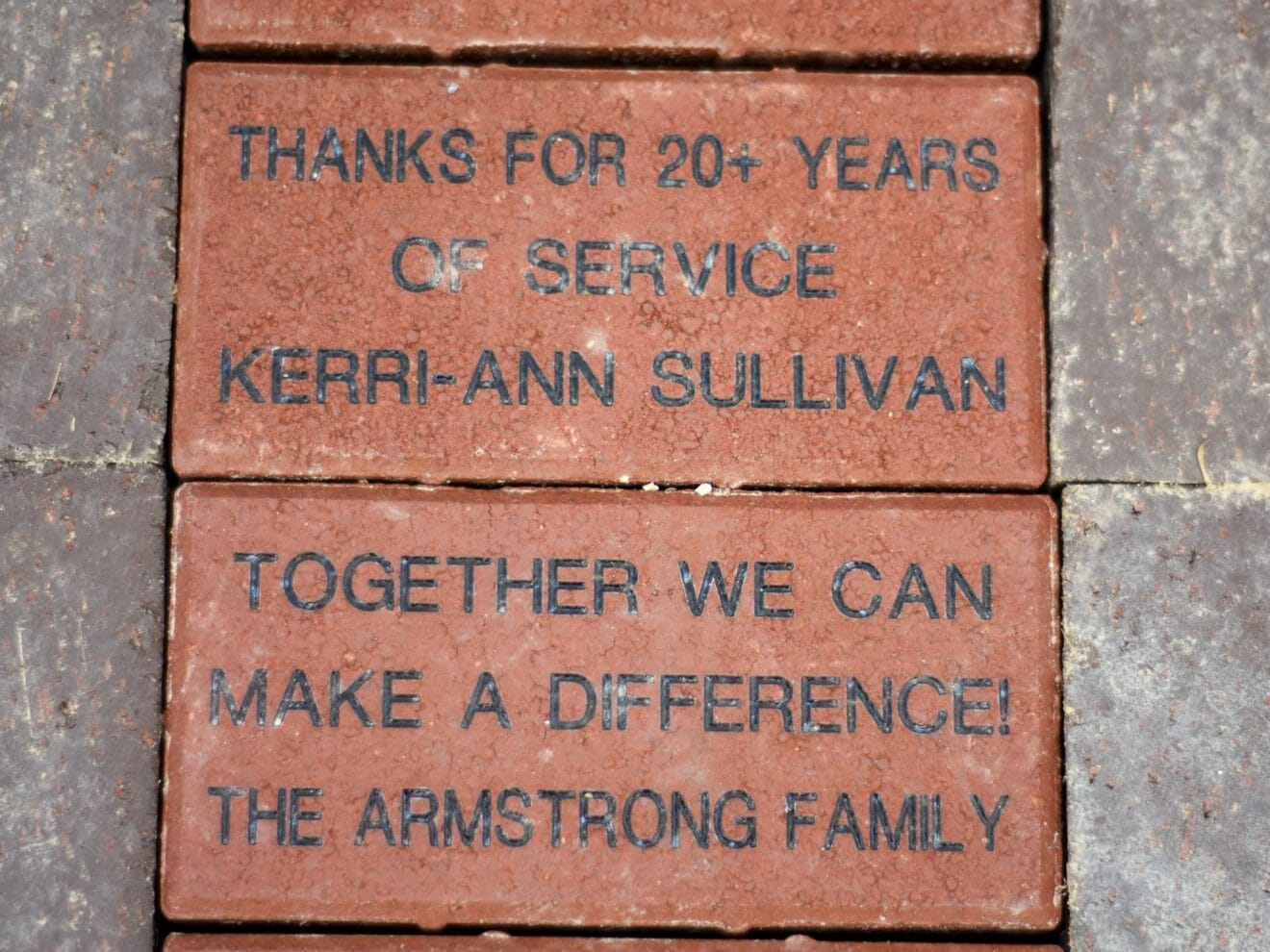 Close up of McLean tribute bricks