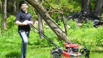 Student Moving Lawn
