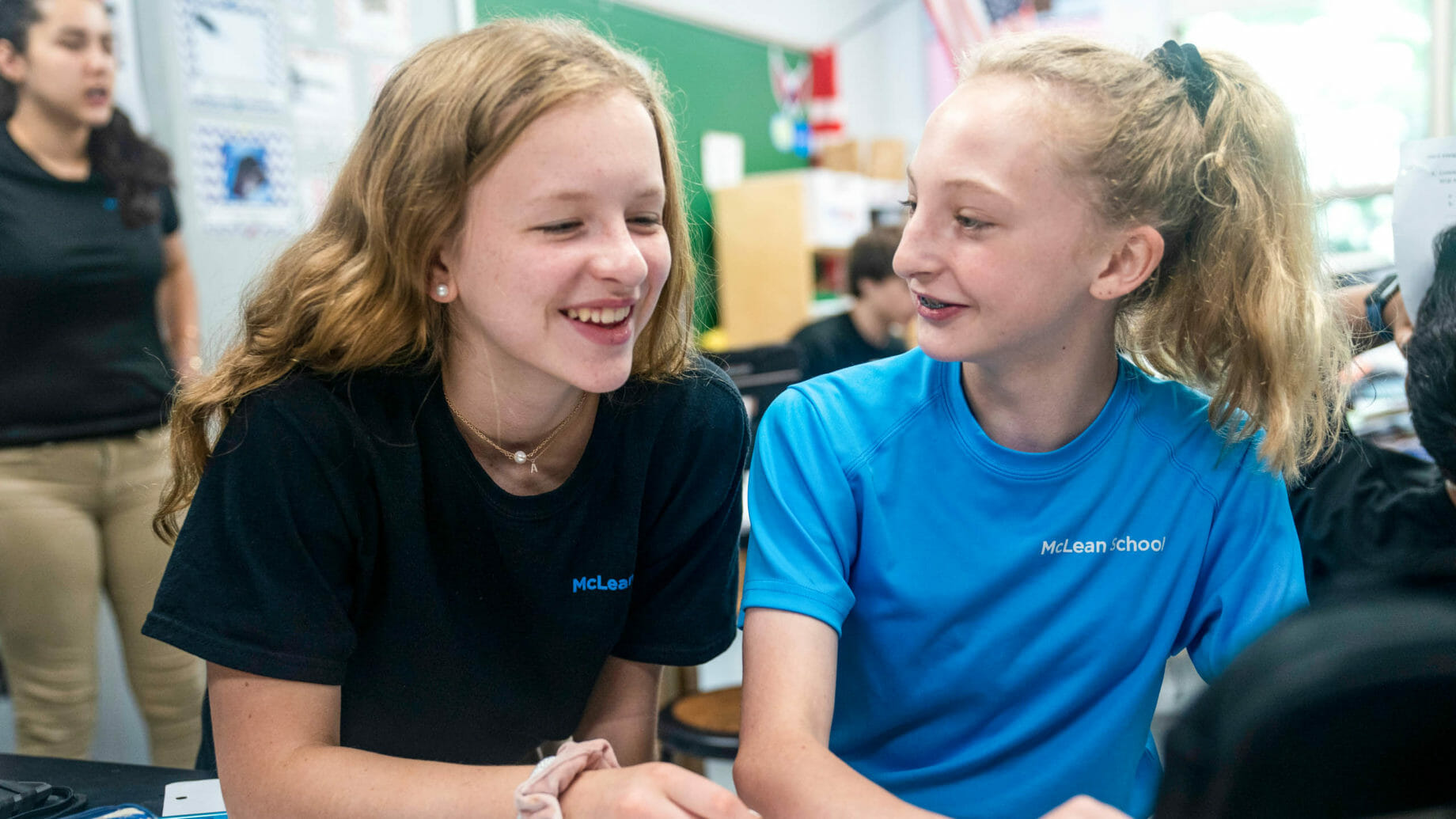 Two Students Working Together in Classroom