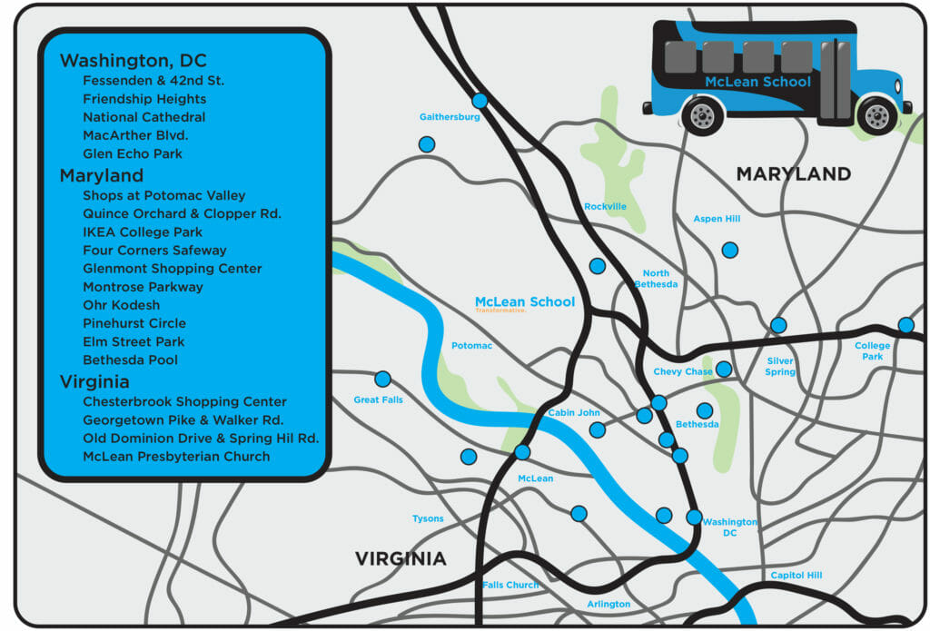 Map of McLean's cluster bus sites