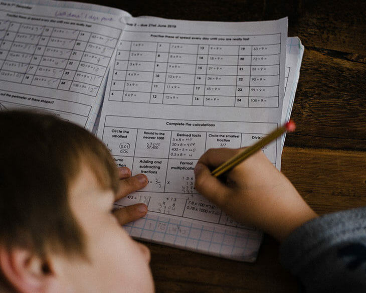 A student taking a test