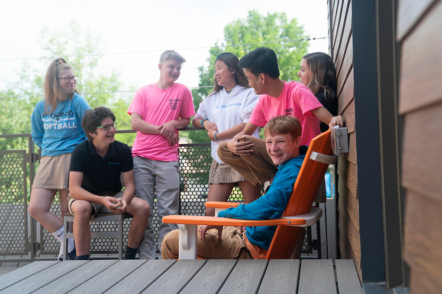 A group of students gathered 