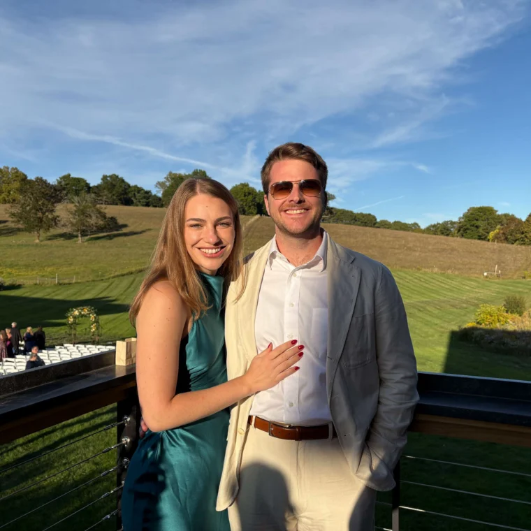 A man and woman posing for a picture.