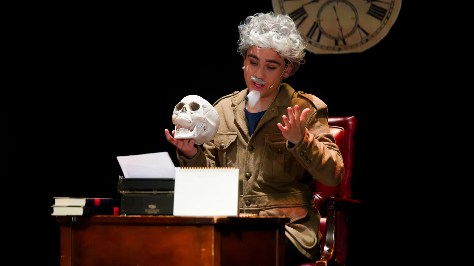 A person in costume onstage.